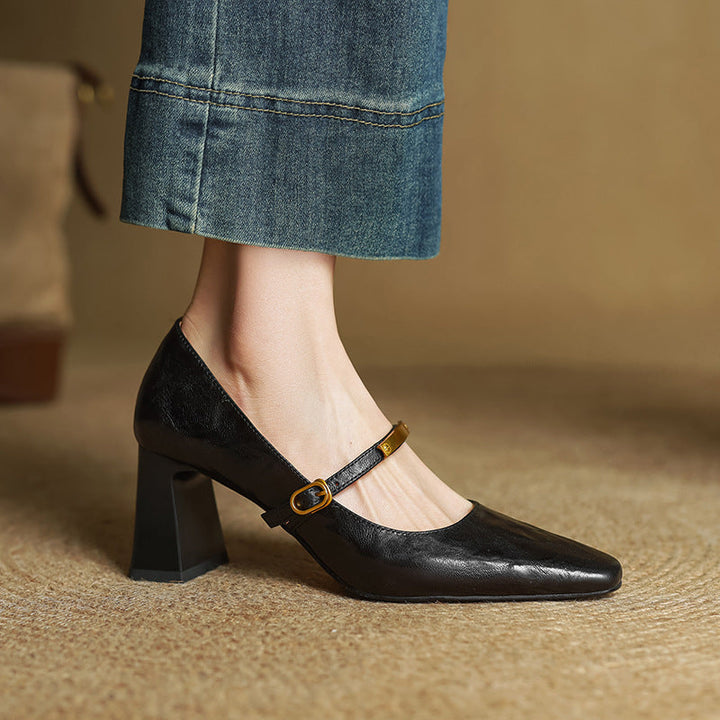Marleon Leather Strap Pumps