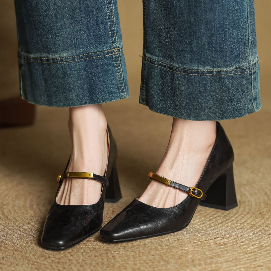 Marleon Leather Strap Pumps