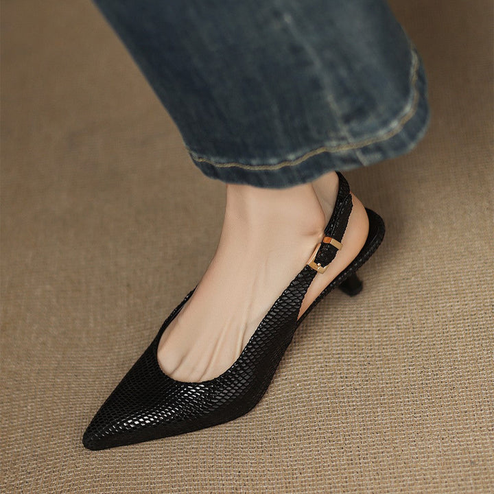 Céliane Pointed Leather Slingback Heels