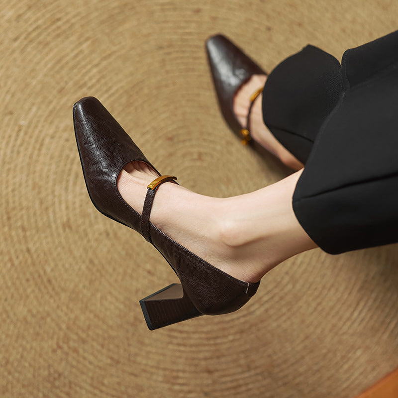 Marleon Leather Strap Pumps