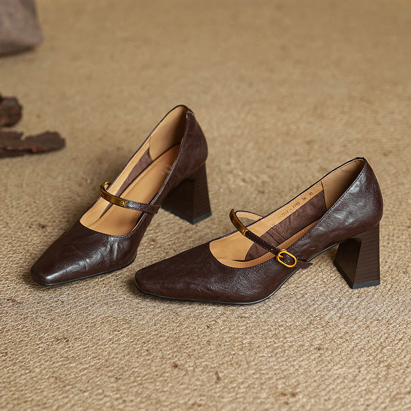 Marleon Leather Strap Pumps