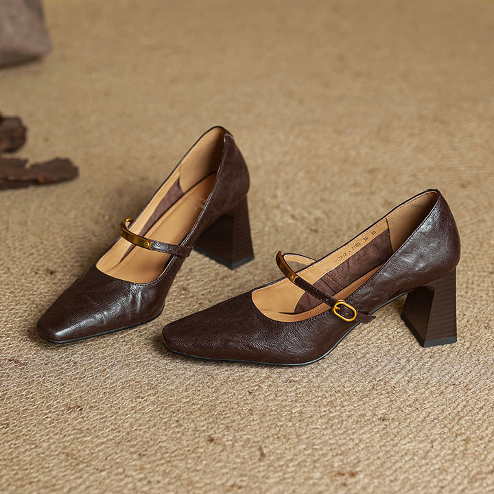 Marleon Leather Strap Pumps