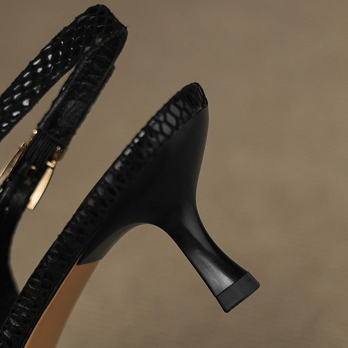 Céliane Pointed Leather Slingback Heels