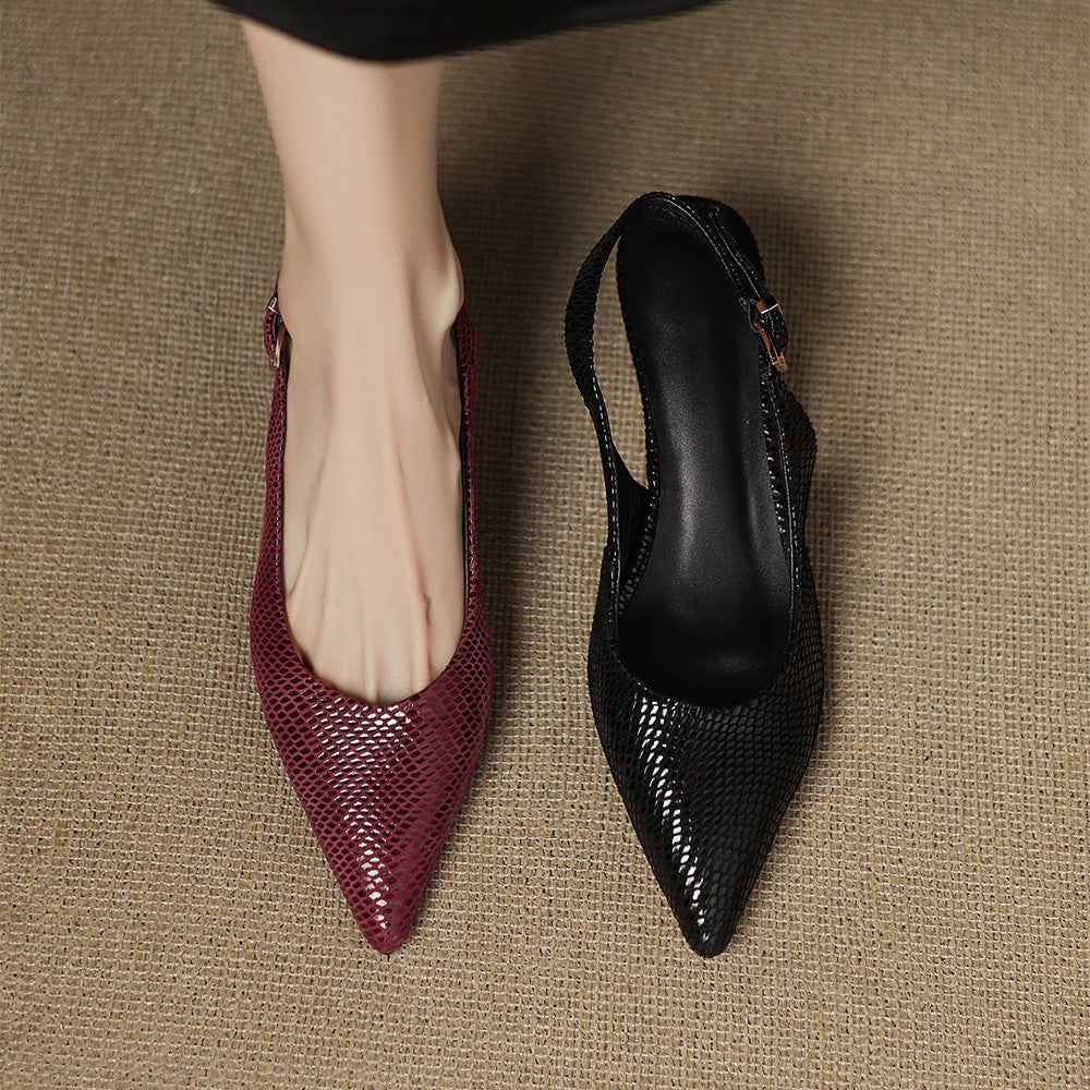 Céliane Pointed Leather Slingback Heels