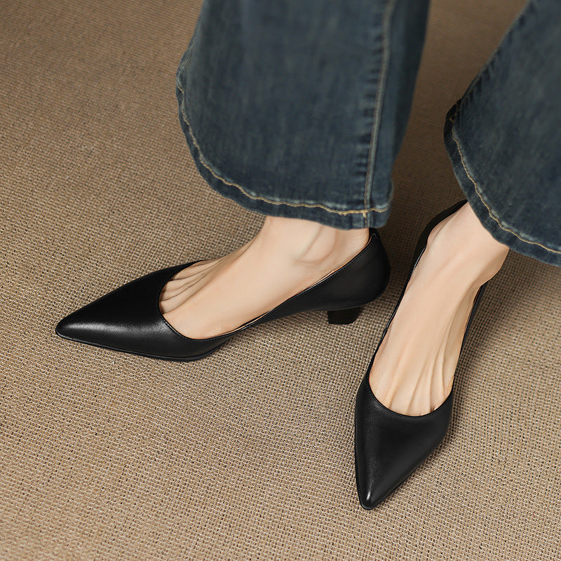 Calenne Leather Kitten Heels