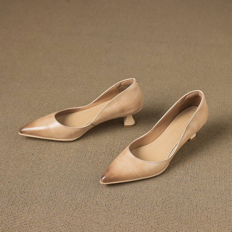 Calenne Leather Kitten Heels