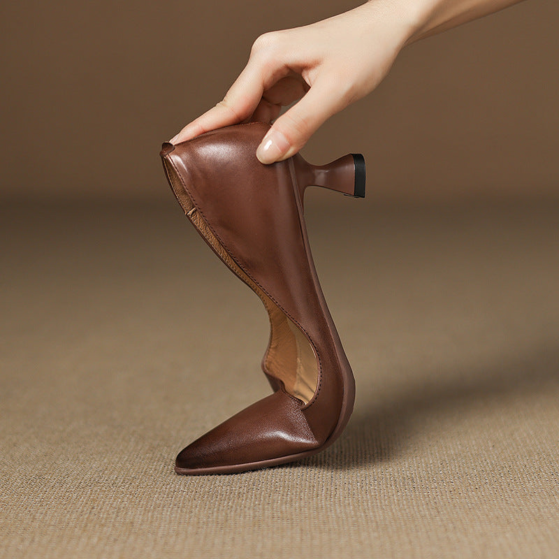 Calenne Leather Kitten Heels