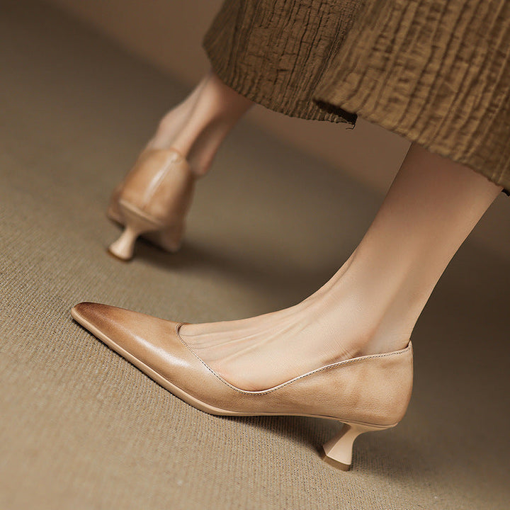 Calenne Leather Kitten Heels