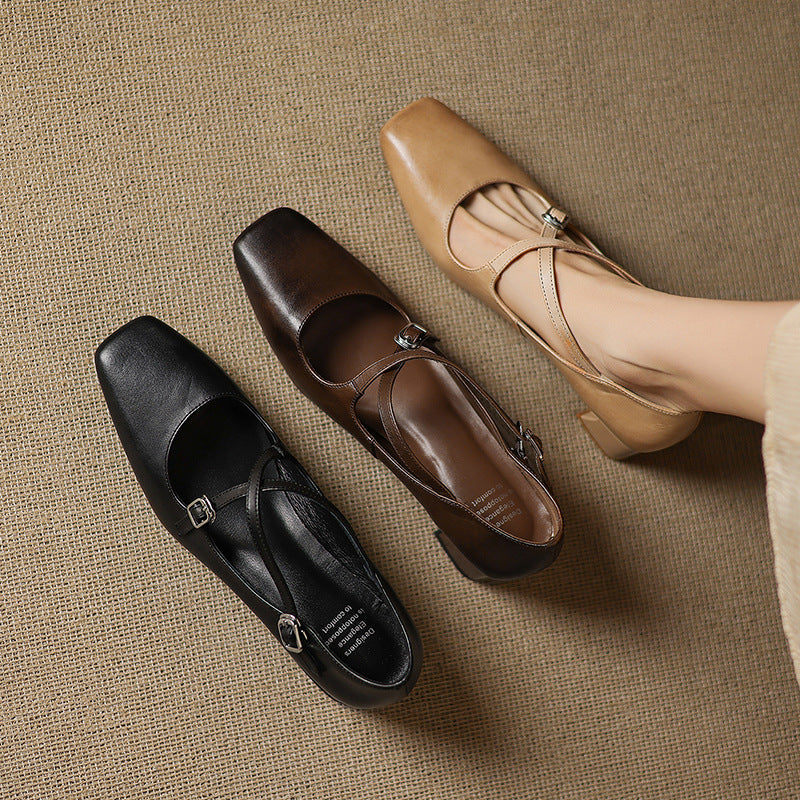 Marvane Leather Kitten Heels