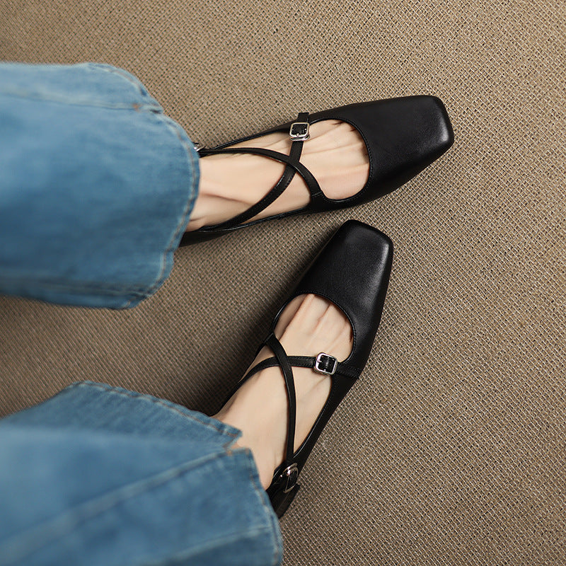 Marvane Leather Kitten Heels