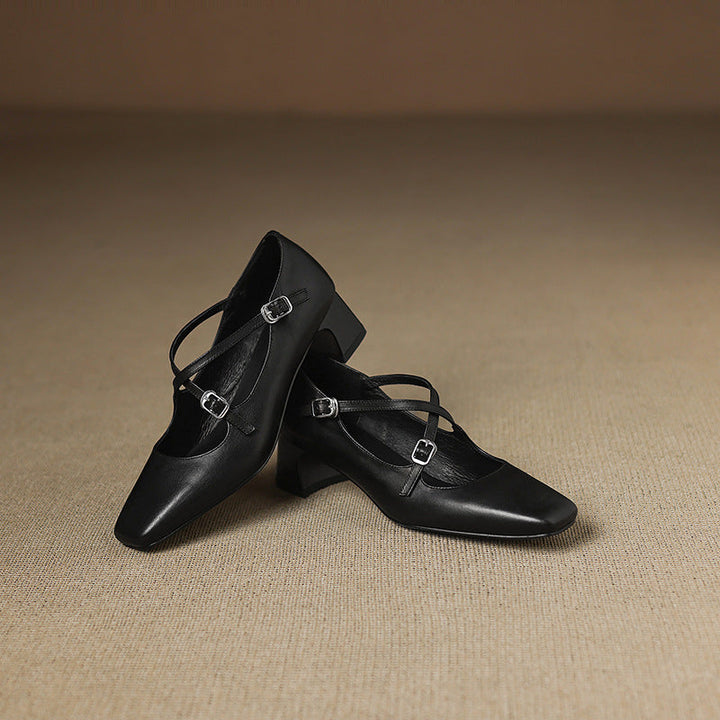 Marvane Leather Kitten Heels