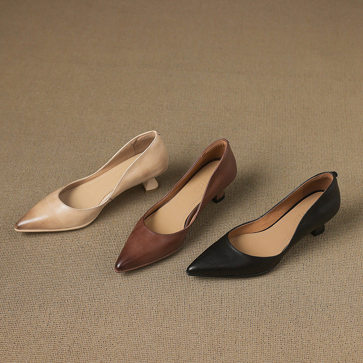 Calenne Leather Kitten Heels