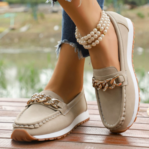 Elle - Diamond Buckle Loafers