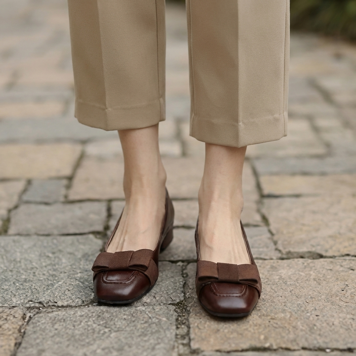 Camille Bow Leather Flats