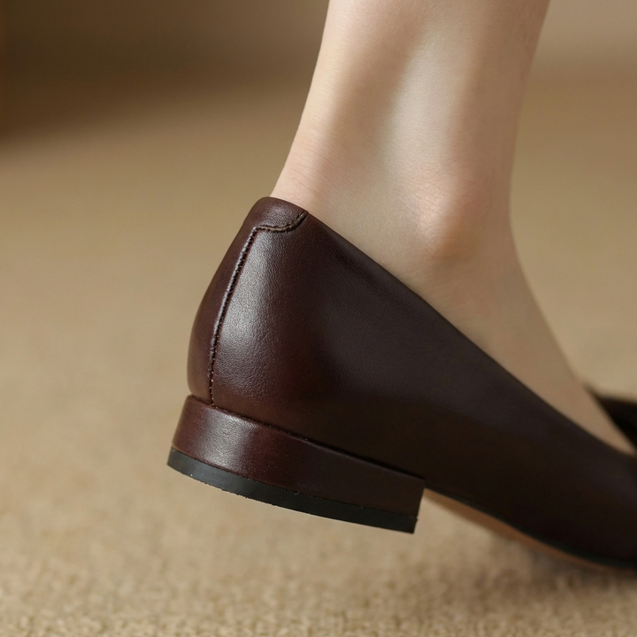 Camille Bow Leather Flats