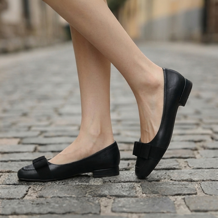 Camille Bow Leather Flats